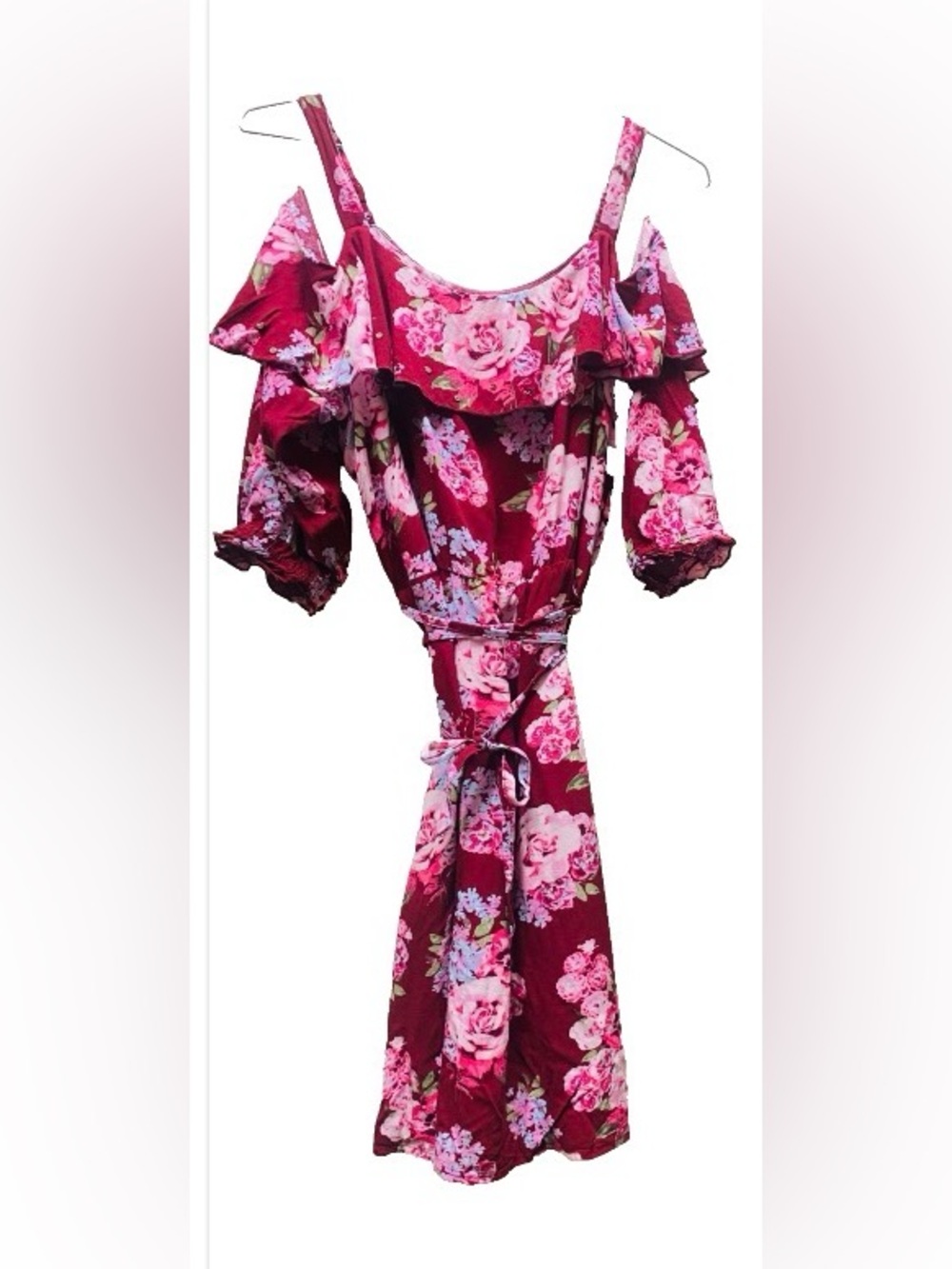 Floral Off-Shoulder Midi Dress - Pink Floral for Girls 18+